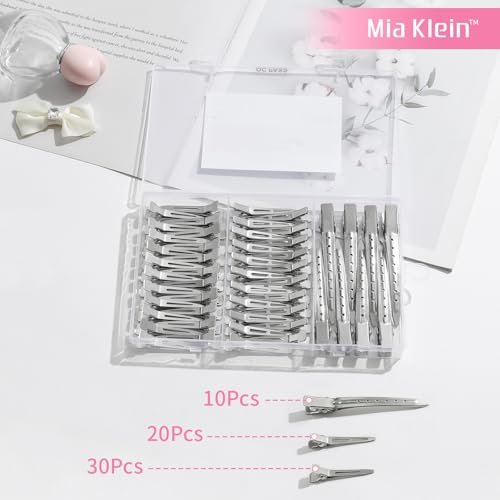 Mia Klein 60-Piece Metal Hair Clips Set – Silver Duckbill Clips in 3 Sizes with Storage Box for Styling, Roller Setting, Salon & DIY Crafts - görsel 10