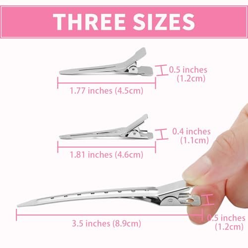 Mia Klein 60-Piece Metal Hair Clips Set – Silver Duckbill Clips in 3 Sizes with Storage Box for Styling, Roller Setting, Salon & DIY Crafts - görsel 4