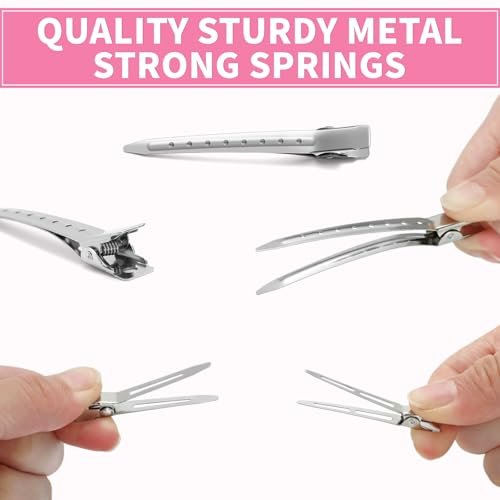 Mia Klein 60-Piece Metal Hair Clips Set – Silver Duckbill Clips in 3 Sizes with Storage Box for Styling, Roller Setting, Salon & DIY Crafts - görsel 8