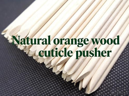 100-Count Double-Ended Natural Wood Cuticle Pusher & Nail Cleaner Sticks for Manicure & Pedicure