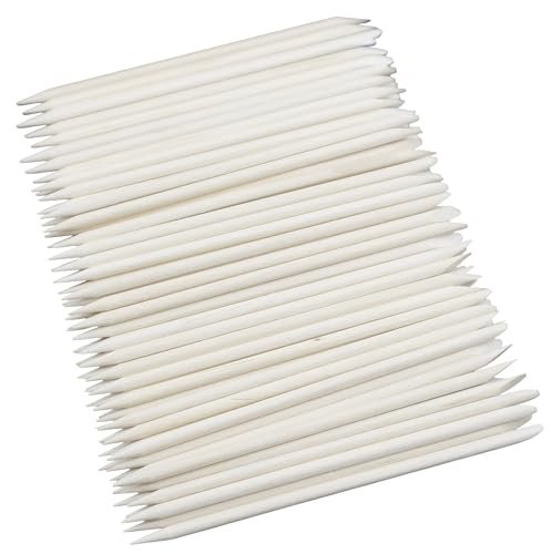 100-Count Double-Ended Natural Wood Cuticle Pusher & Nail Cleaner Sticks for Manicure & Pedicure - görsel 2