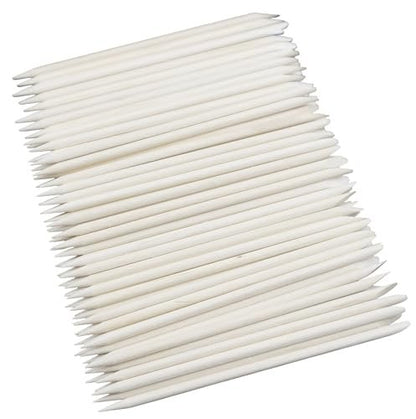 100-Count Double-Ended Natural Wood Cuticle Pusher & Nail Cleaner Sticks for Manicure & Pedicure