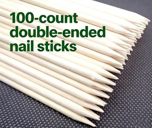 100-Count Double-Ended Natural Wood Cuticle Pusher & Nail Cleaner Sticks for Manicure & Pedicure - görsel 8