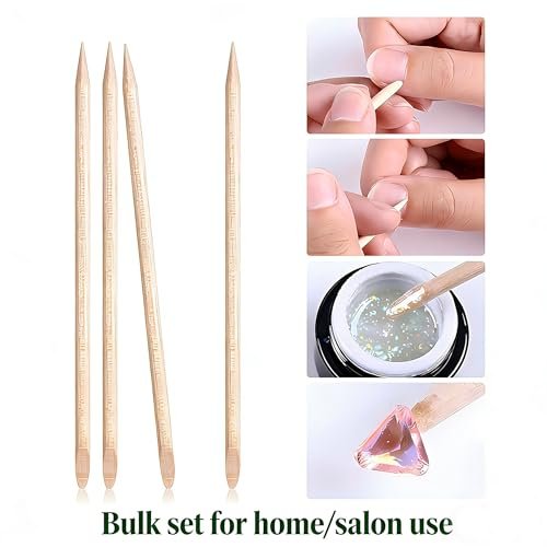 100-Count Double-Ended Natural Wood Cuticle Pusher & Nail Cleaner Sticks for Manicure & Pedicure - görsel 12