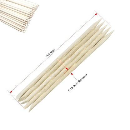 100-Count Double-Ended Natural Wood Cuticle Pusher & Nail Cleaner Sticks for Manicure & Pedicure
