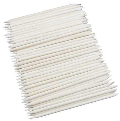 100-Count Double-Ended Natural Wood Cuticle Pusher & Nail Cleaner Sticks for Manicure & Pedicure