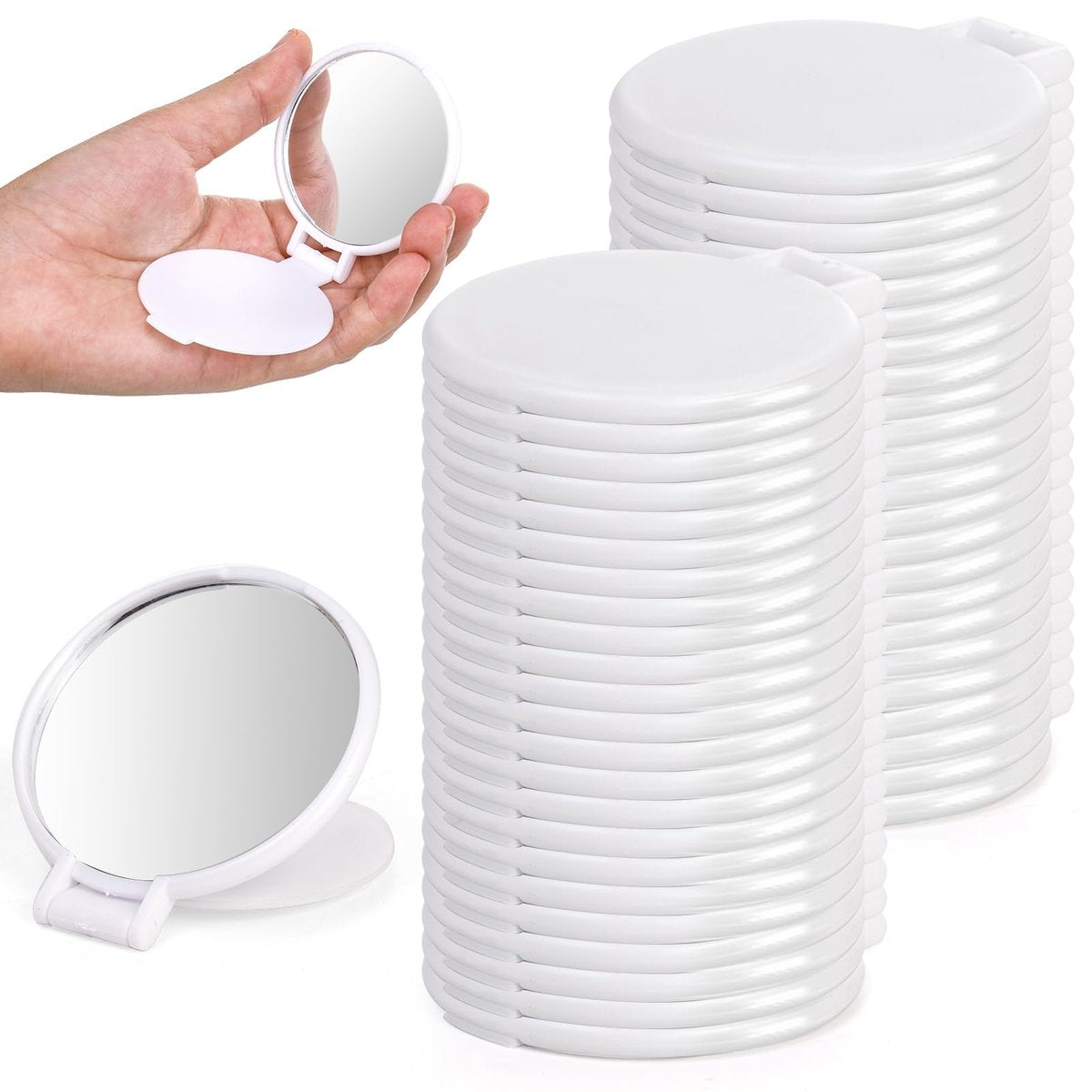 ZOOFOX 50-Piece Compact Mirror Bulk - Round Makeup Mirror for Purse, Mini Folding Mirror for Women Girls Travel Daily Use Avelisse