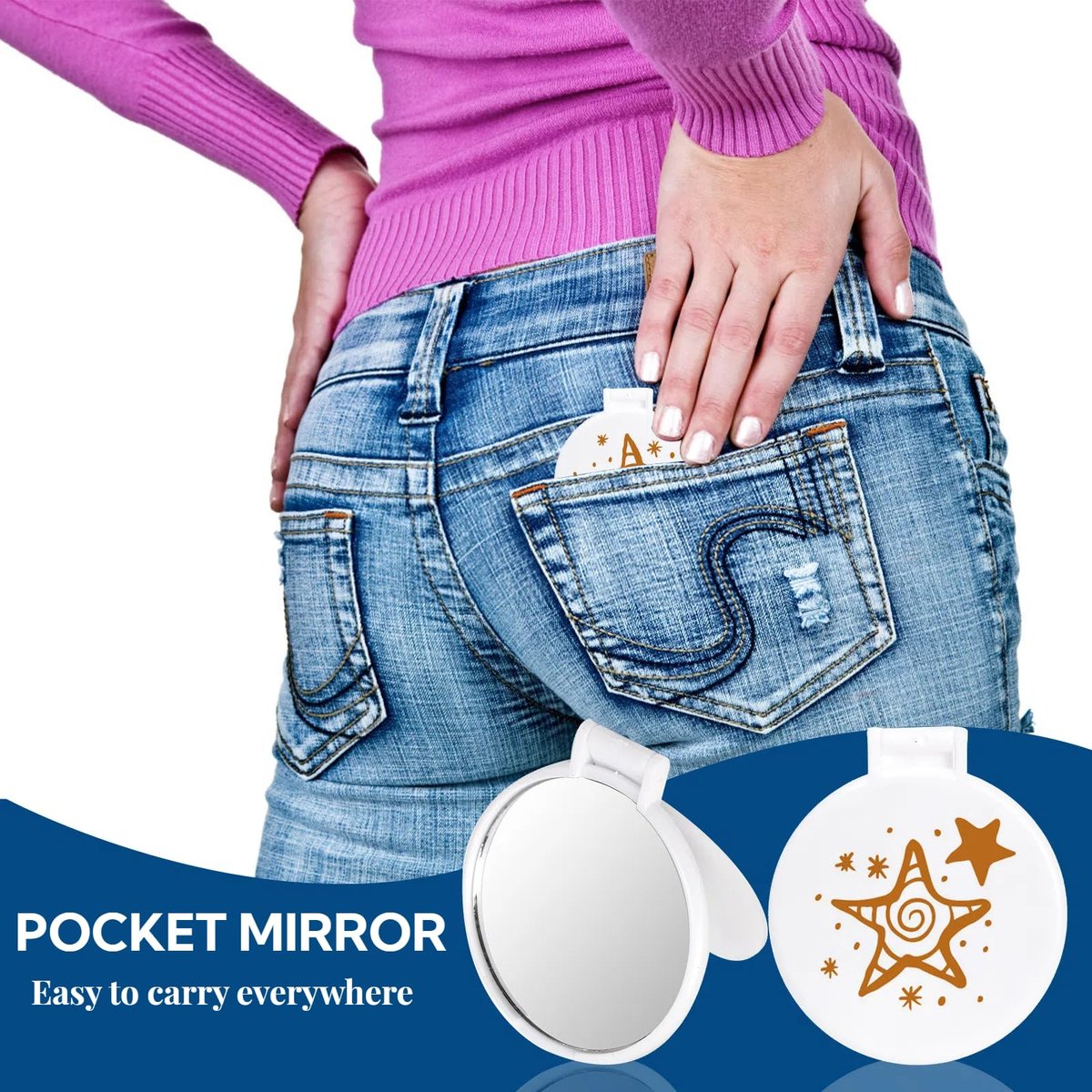 ZOOFOX 50-Piece Compact Mirror Bulk - Round Makeup Mirror for Purse, Mini Folding Mirror for Women Girls Travel Daily Use Avelisse