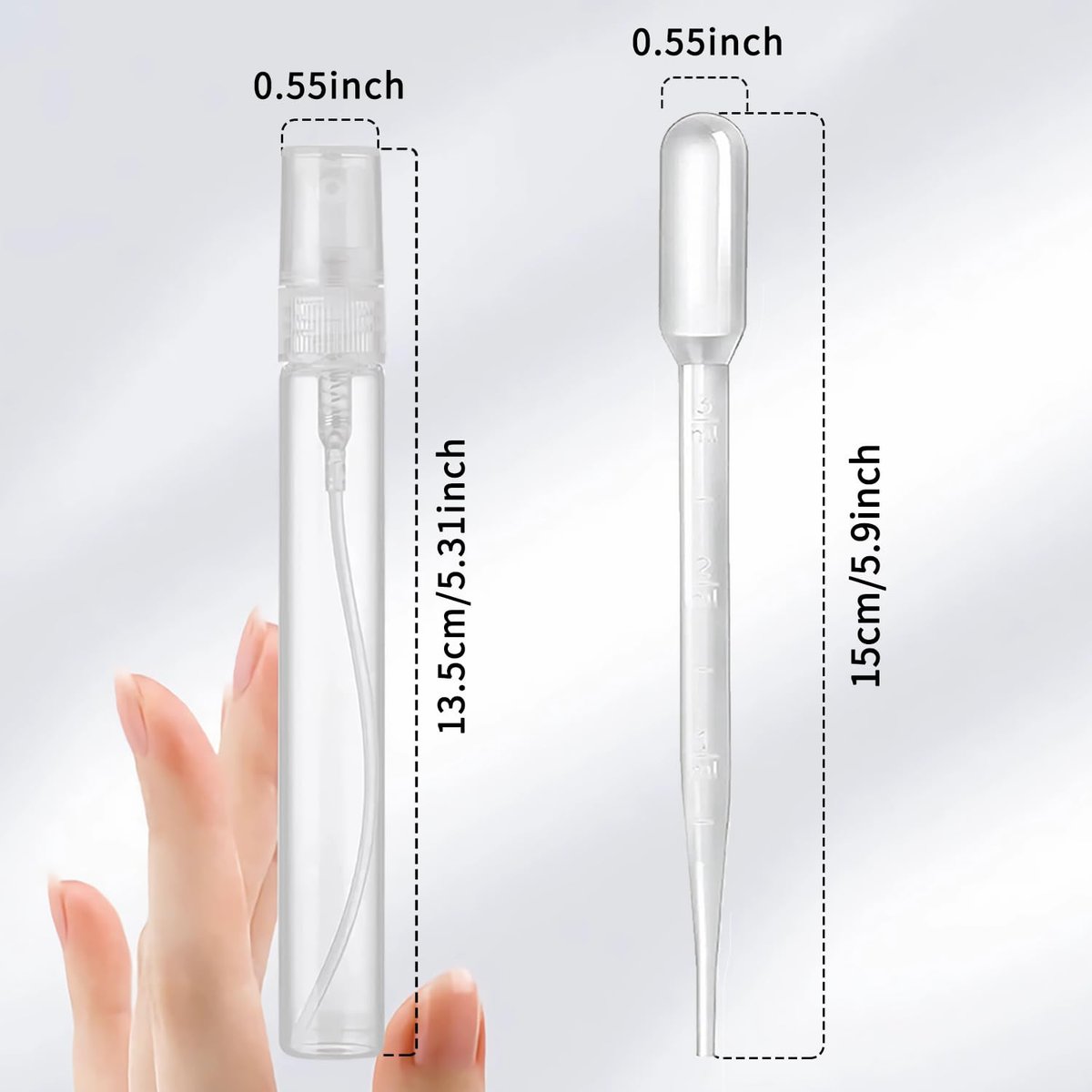 uadbau Mini Spray Bottle Set – 5 x 10ml Refillable Perfume Atomizers with 3 Transfer Pipettes, Clear Plastic Travel Spray Bottles for Perfume, Skincare, and Hair Sprays - görsel 13