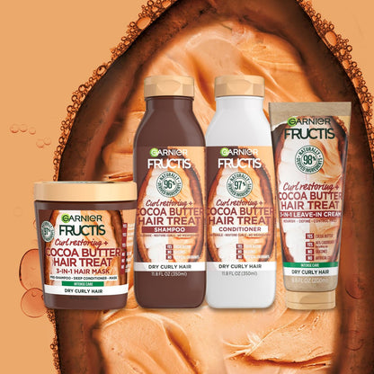 Garnier Fructis Curl Restoring Cocoa Butter Hair Treat 3 In 1 Leave In Cream, 6.8 oz