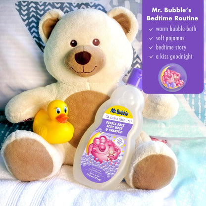 Mr. Bubble Calm and Sleep 3in1 Bubble Bath, Body Wash & Shampoo, 16 oz. (Pack of 4) - Gentle Lavender Scent Avelisse