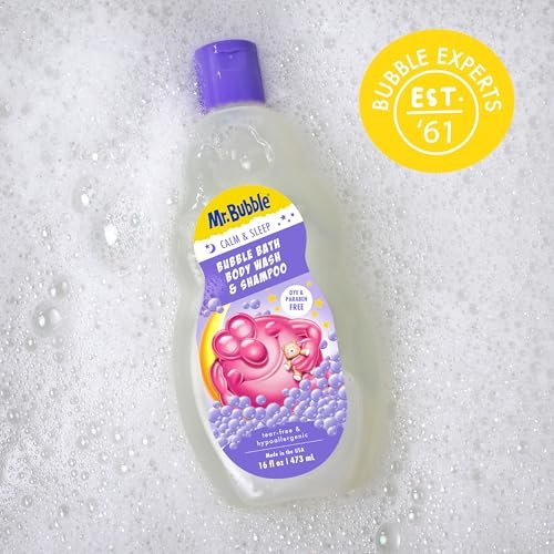 Mr. Bubble Calm and Sleep 3in1 Bubble Bath, Body Wash & Shampoo, 16 oz. (Pack of 4) - Gentle Lavender Scent Avelisse