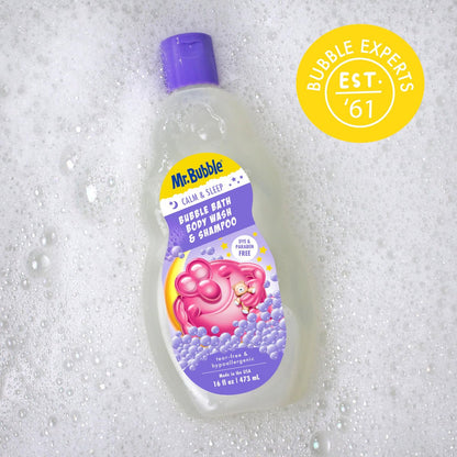 Mr. Bubble Calm and Sleep 3in1 Bubble Bath, Body Wash & Shampoo, 16 oz. (Pack of 4) - Gentle Lavender Scent Avelisse