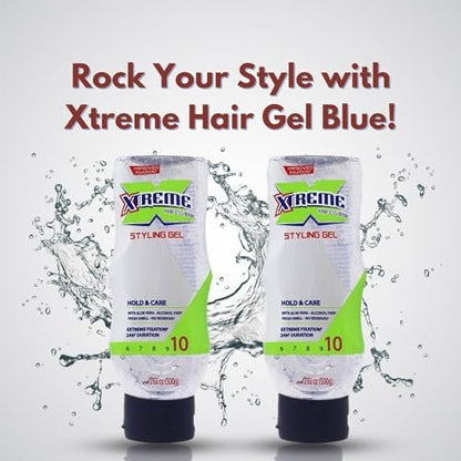 Erbies Xtreme Hair Gel Squeeze (Transparent) 17.64 oz (Pack of 2) with Complimentary Comb - Extreme Hold Styling Gel