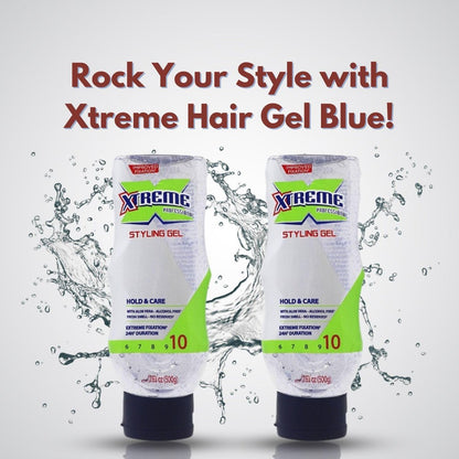 Erbies Xtreme Hair Gel Squeeze (Transparent) 17.64 oz (Pack of 2) with Complimentary Comb - Extreme Hold Styling Gel
