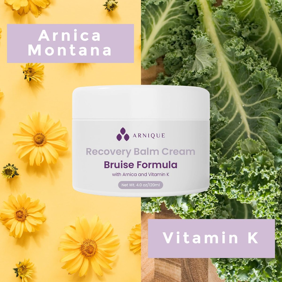 Arnique Arnica Bruise Cream Balm with Vitamin K – Intensive Moisturizing Formula for Seniors with Thin, Mature, Elderly Skin on Legs, Arms, Hands (4 oz) Avelisse