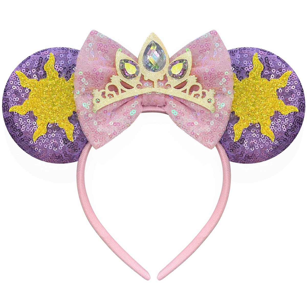 Bmobuo Princess Mouse Ears Headband for Women – Pink & Purple Crown & Star Sequin Headband Avelisse