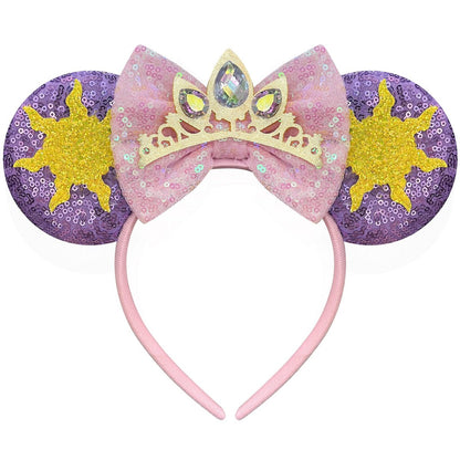 Bmobuo Princess Mouse Ears Headband for Women – Pink & Purple Crown & Star Sequin Headband Avelisse