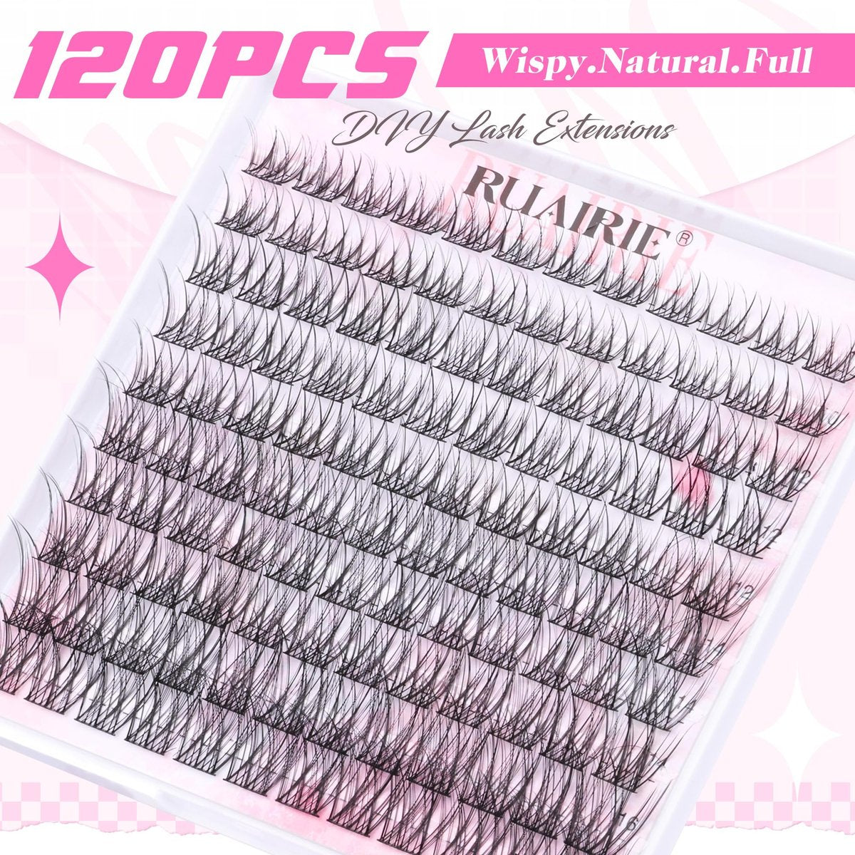 Ruairie Wispy Lash Clusters 120pcs Individual Eyelash Extensions - Natural Cotton False Lashes for DIY Salon Look - görsel 5