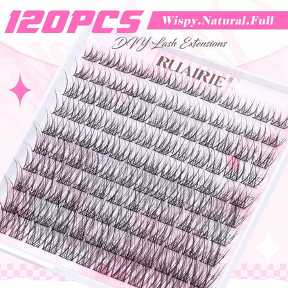 Ruairie Wispy Lash Clusters 120pcs Individual Eyelash Extensions - Natural Cotton False Lashes for DIY Salon Look