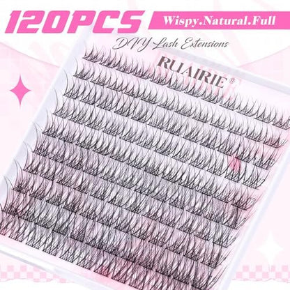 Ruairie Wispy Lash Clusters 120pcs Individual Eyelash Extensions - Natural Cotton False Lashes for DIY Salon Look