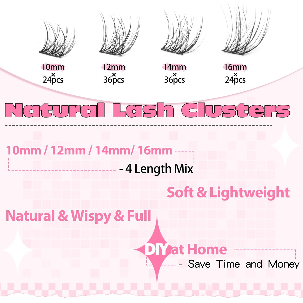 Ruairie Wispy Lash Clusters 120pcs Individual Eyelash Extensions - Natural Cotton False Lashes for DIY Salon Look - görsel 3