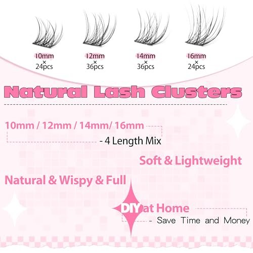Ruairie Wispy Lash Clusters 120pcs Individual Eyelash Extensions - Natural Cotton False Lashes for DIY Salon Look - görsel 4