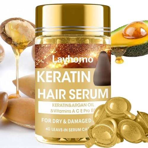Keratin Hair Treatment Serum – Leave-In Anti-Frizz Conditioner with Argan Oil & Vitamins A, C, E, B5 for Dry, Damaged Hair | No Rinse | All Hair Types - görsel 1