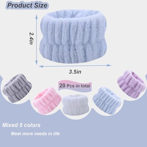 TS-MAYKA 20 Pcs Absorbent Wrist Bands for Washing Face - Stop Water Running Down Arms - Spa Wrist Towels & Arm Bands for Face Washing - görsel 10