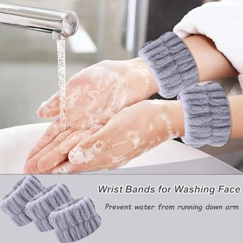 TS-MAYKA 20 Pcs Absorbent Wrist Bands for Washing Face - Stop Water Running Down Arms - Spa Wrist Towels & Arm Bands for Face Washing - görsel 4