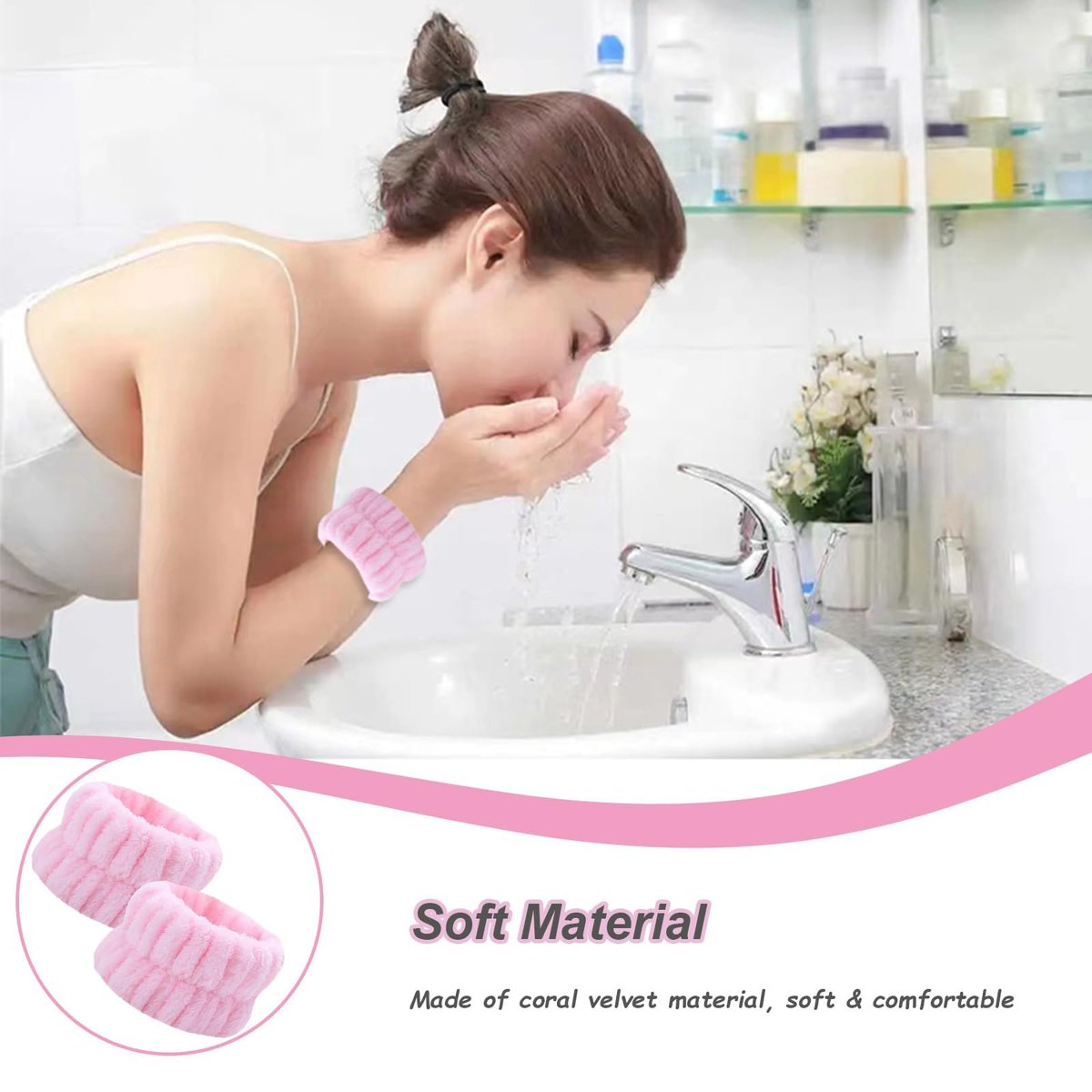TS-MAYKA 20 Pcs Absorbent Wrist Bands for Washing Face - Stop Water Running Down Arms - Spa Wrist Towels & Arm Bands for Face Washing - görsel 5