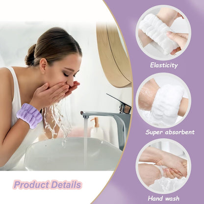 TS-MAYKA 20 Pcs Absorbent Wrist Bands for Washing Face - Stop Water Running Down Arms - Spa Wrist Towels & Arm Bands for Face Washing