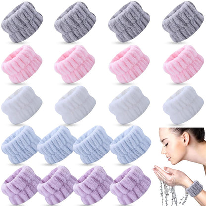 TS-MAYKA 20 Pcs Absorbent Wrist Bands for Washing Face - Stop Water Running Down Arms - Spa Wrist Towels & Arm Bands for Face Washing