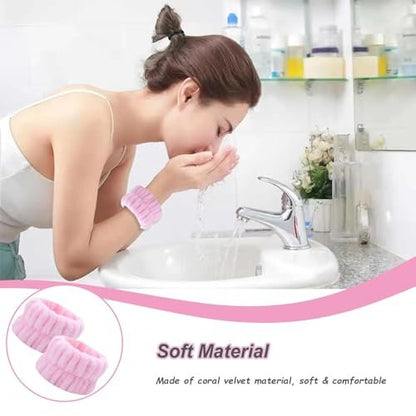 TS-MAYKA 20 Pcs Absorbent Wrist Bands for Washing Face - Stop Water Running Down Arms - Spa Wrist Towels & Arm Bands for Face Washing