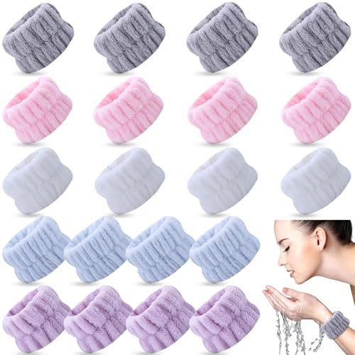 TS-MAYKA 20 Pcs Absorbent Wrist Bands for Washing Face - Stop Water Running Down Arms - Spa Wrist Towels & Arm Bands for Face Washing - görsel 2
