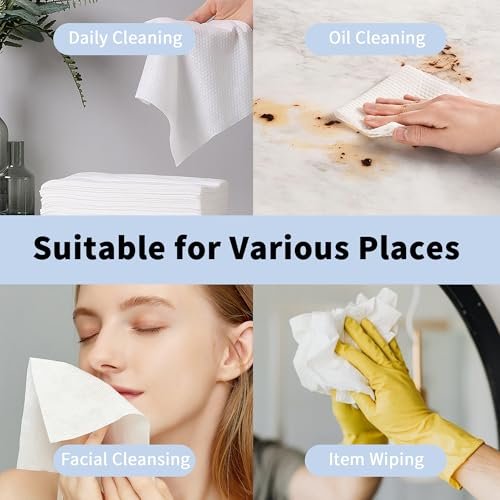 Skinsfairy Disposable Face Towels - Ultra Soft Biodegradable Dry Wipes, 50 Count Large 10x10'' Towelettes for Cleansing, Makeup Removal, Skincare, Sensitive Skin, Nursing, Travel - görsel 14