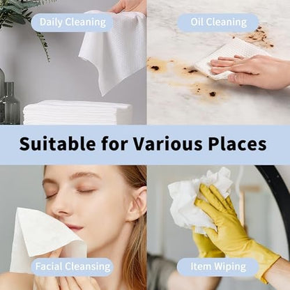Skinsfairy Disposable Face Towels - Ultra Soft Biodegradable Dry Wipes, 50 Count Large 10x10'' Towelettes for Cleansing, Makeup Removal, Skincare, Sensitive Skin, Nursing, Travel