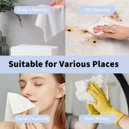 Skinsfairy Disposable Face Towels - Ultra Soft Biodegradable Dry Wipes, 50 Count Large 10x10'' Towelettes for Cleansing, Makeup Removal, Skincare, Sensitive Skin, Nursing, Travel
