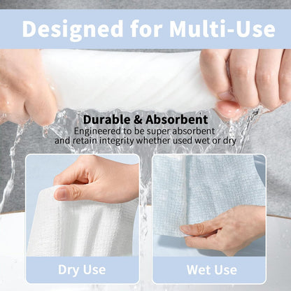 Skinsfairy Disposable Face Towels - Ultra Soft Biodegradable Dry Wipes, 50 Count Large 10x10'' Towelettes for Cleansing, Makeup Removal, Skincare, Sensitive Skin, Nursing, Travel
