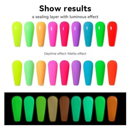 CLY AMS Glow In The Dark Gel Matte Top Coat - Luminous Nail Gel Top Coat for Nail Art, UV LED Nail Polish, Clear 0.53 Fl Oz