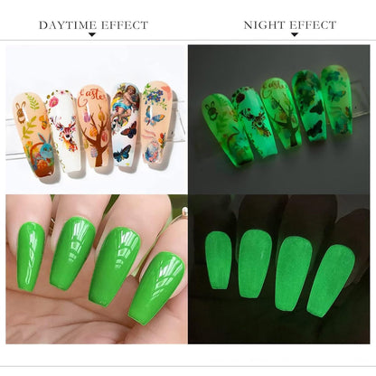 CLY AMS Glow In The Dark Gel Matte Top Coat - Luminous Nail Gel Top Coat for Nail Art, UV LED Nail Polish, Clear 0.53 Fl Oz