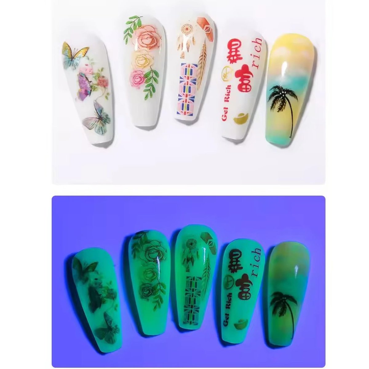 CLY AMS Glow In The Dark Gel Matte Top Coat - Luminous Nail Gel Top Coat for Nail Art, UV LED Nail Polish, Clear 0.53 Fl Oz - görsel 9