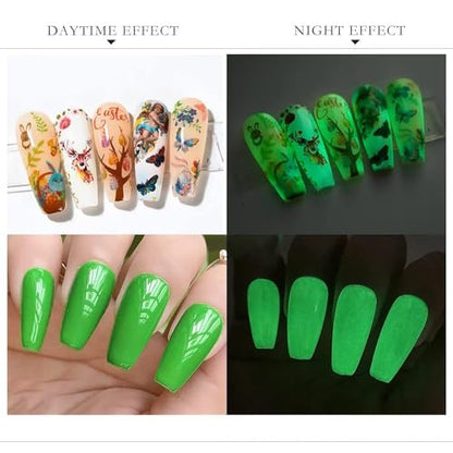 CLY AMS Glow In The Dark Gel Matte Top Coat - Luminous Nail Gel Top Coat for Nail Art, UV LED Nail Polish, Clear 0.53 Fl Oz