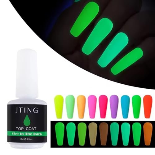 CLY AMS Glow In The Dark Gel Matte Top Coat - Luminous Nail Gel Top Coat for Nail Art, UV LED Nail Polish, Clear 0.53 Fl Oz - görsel 2