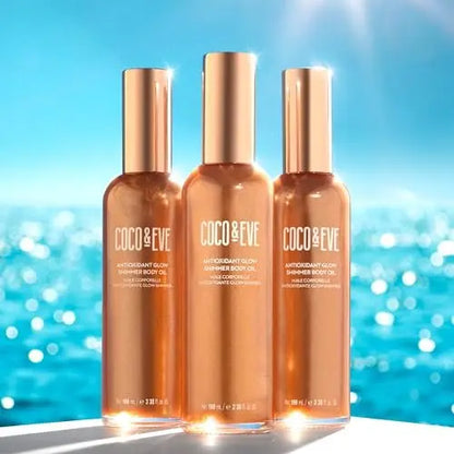 Coco & Eve Antioxidant Glow Shimmer Body Oil - Lightweight Skin Illuminator with Pearlescent Minerals, Natural Glitter, and Antioxidants for a Shimmering, Moisturized, Healthy Glow (3.38 Fl Oz) Avelisse