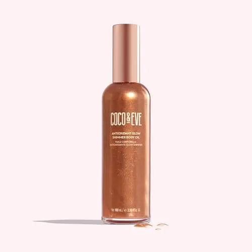 Coco & Eve Antioxidant Glow Shimmer Body Oil - Lightweight Skin Illuminator with Pearlescent Minerals, Natural Glitter, and Antioxidants for a Shimmering, Moisturized, Healthy Glow (3.38 Fl Oz) Avelisse