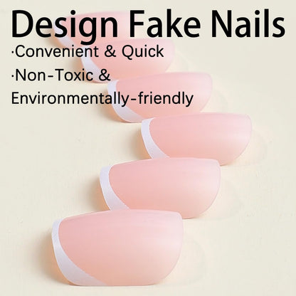24 Pcs White French Tip Press on Nails Short Petite Square Fake Nails Glossy Nude Pink Reusable Acrylic Stick On Nails for Women Girls DIY Manicure Avelisse