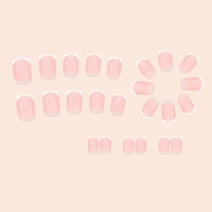 24 Pcs White French Tip Press on Nails Short Petite Square Fake Nails Glossy Nude Pink Reusable Acrylic Stick On Nails for Women Girls DIY Manicure Avelisse