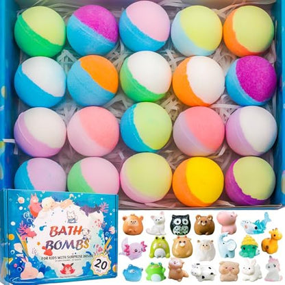 20 Pack Bath Bombs for Kids with Surprise Inside Bubble Bath Toys – Natural Organic Bath Bombs Set, Easter Basket Stuffers, Birthday Christmas Gift for Boys Girls Ages 3-8 Avelisse