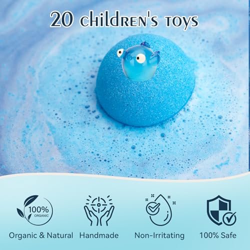 20 Pack Bath Bombs for Kids with Surprise Inside Bubble Bath Toys – Natural Organic Bath Bombs Set, Easter Basket Stuffers, Birthday Christmas Gift for Boys Girls Ages 3-8 Avelisse